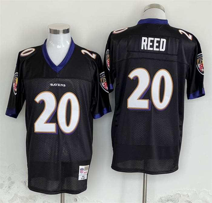 Men's Baltimore Ravens #20 Ed Reed Black Thrrowback Jersey